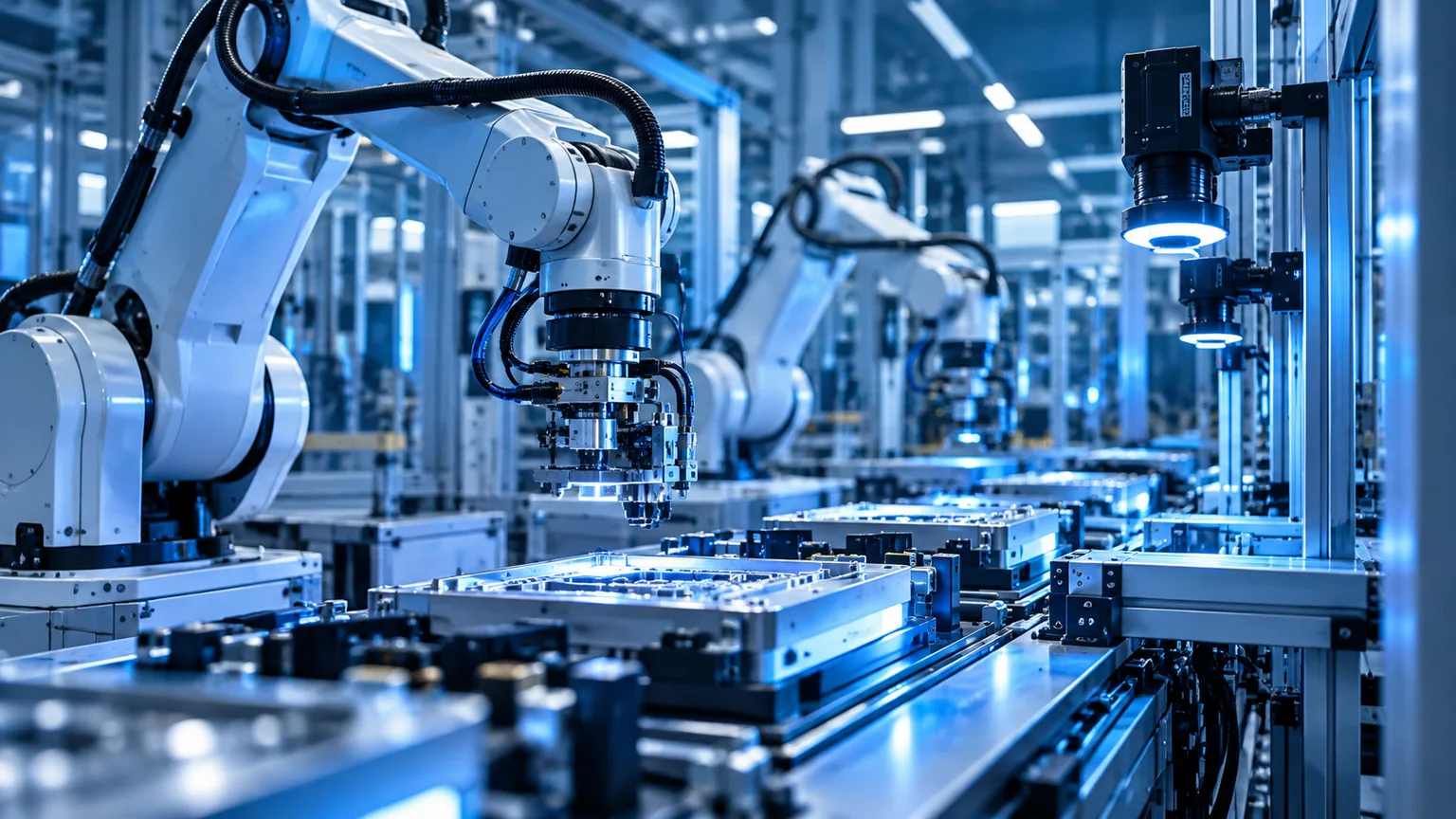 Robotic production line in a smart manufacturing facility